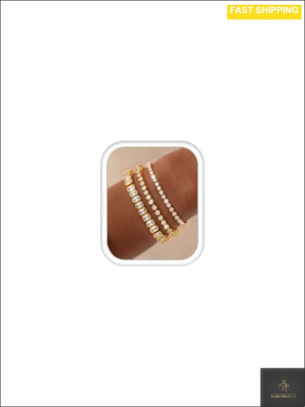 16K Gold Plated CZ Tennis Bracelet Set 7.5" Stackable